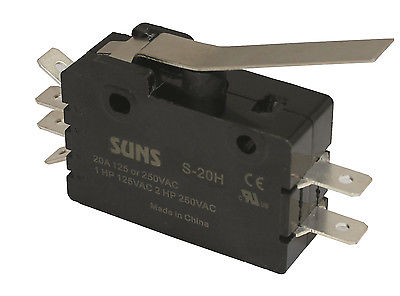 SUNS S-20H Hinge Lever Snap Action 20A Micro Switch ADKHF3T04AC - Industrial Direct