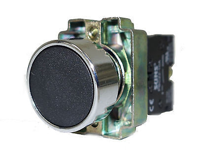 SUNS PBM22-FP-B-P5 22mm Pushbutton Metal Momentary Black Flush Operator 1NO - Industrial Direct