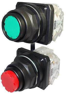 SUNS PB30-MIP-RG-P2 30mm Interlock Pushbutton Red/Green 2NO/2NC 9001SKR11RGH1 - Industrial Direct