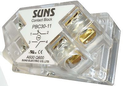 SUNS PBC30-11 30mm Pushbutton/Selector Contact Block 1NO/1NC Replaces 9001KA1 - Industrial Direct