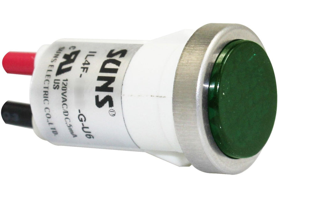 SUNS IL4F-12E-G-U6 LED 1/2" Green Indicator Light Flush 12V Solico Ideal 775111 - Industrial Direct
