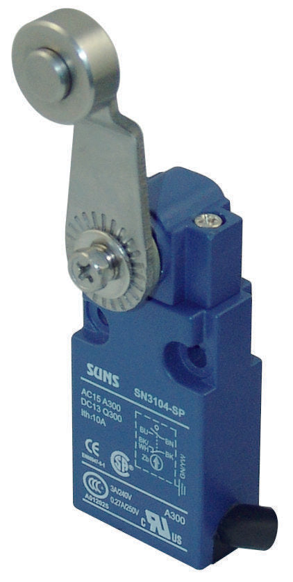 SUNS SN3104-SP-A2 Fixed Roller Lever Compact Limit Switch 2m Cable - Industrial Direct
