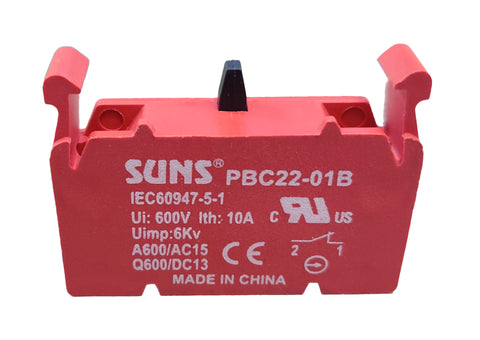 SUNS PBC22-01B 22mm PB22 Series Contact Block 1NC