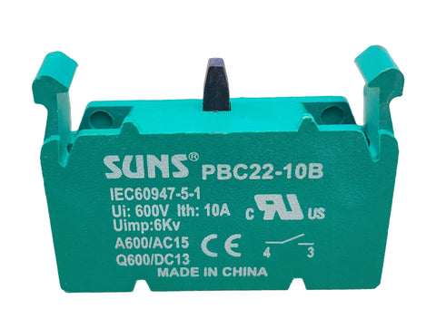 SUNS PBC22-10B 22mm PB22 Series Contact Block 1NO